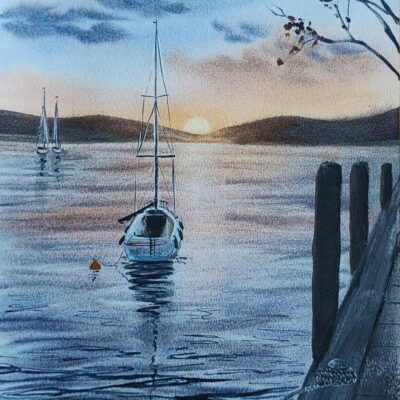 Original watercolor painting "Staying still"