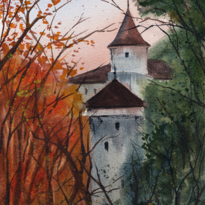 Original watercolor painting "Autumn in Prague"