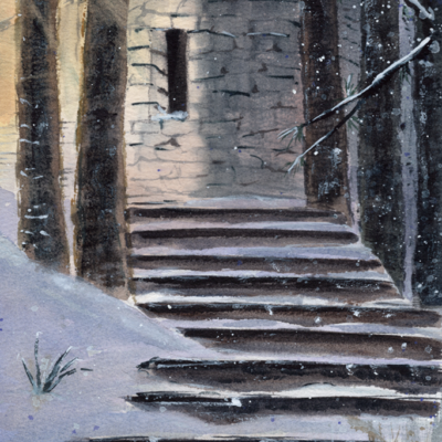 Original watercolor painting "The first snow"