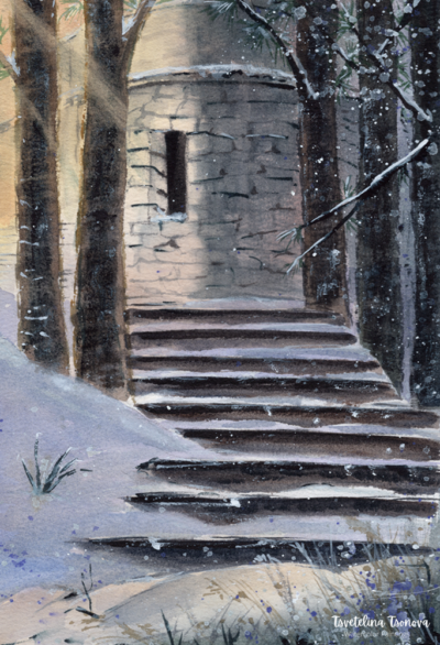 Original watercolor painting "The first snow"