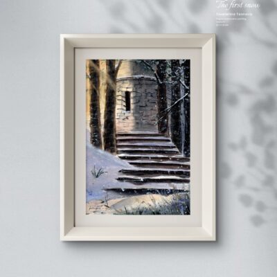 Original watercolor painting "The first snow"