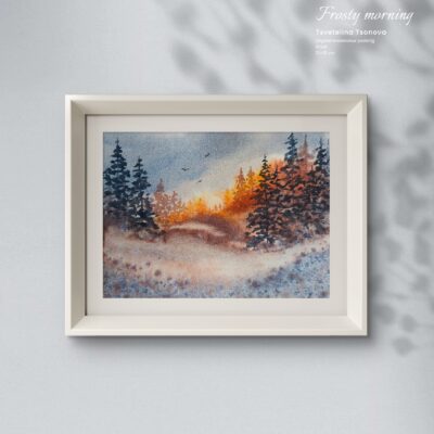 Original watercolor painting "Frosty morning"