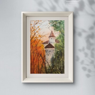 Original watercolor painting "Autumn in Prague"