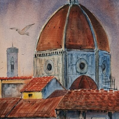 Original watercolor painting "The heart of Florence"