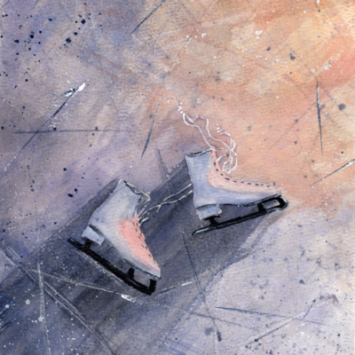 Original watercolor painting "Stillness beneath the blades"