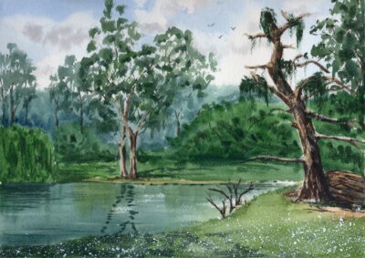 Original watercolor painting "The Quiet Shore"