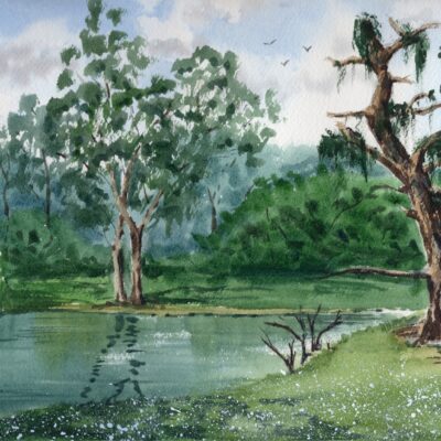 Original watercolor painting "The Quiet Shore"