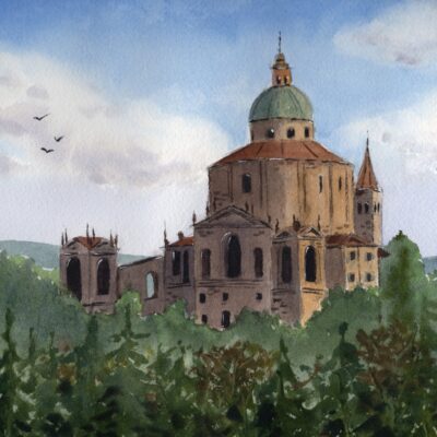 Original watercolor painting "San Luca, Bologna"
