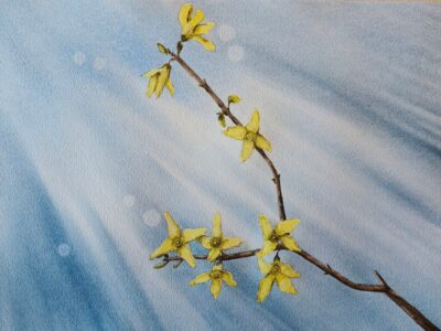 Original watercolor painting "Golden Whisper of Spring"